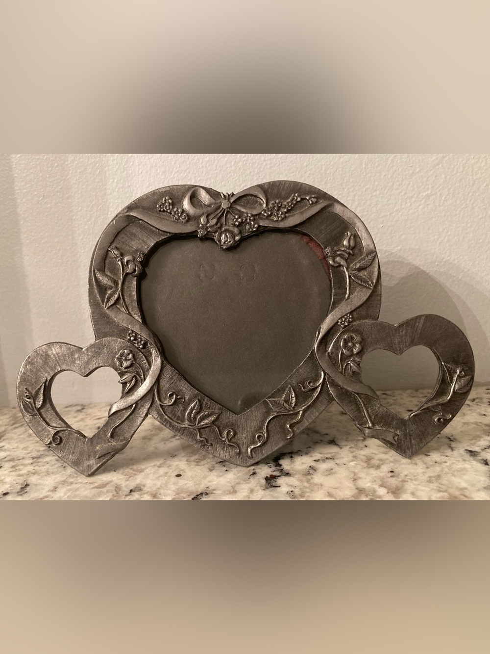Vintage Metzke 1985 Triple Photo Pewter Photo Frame